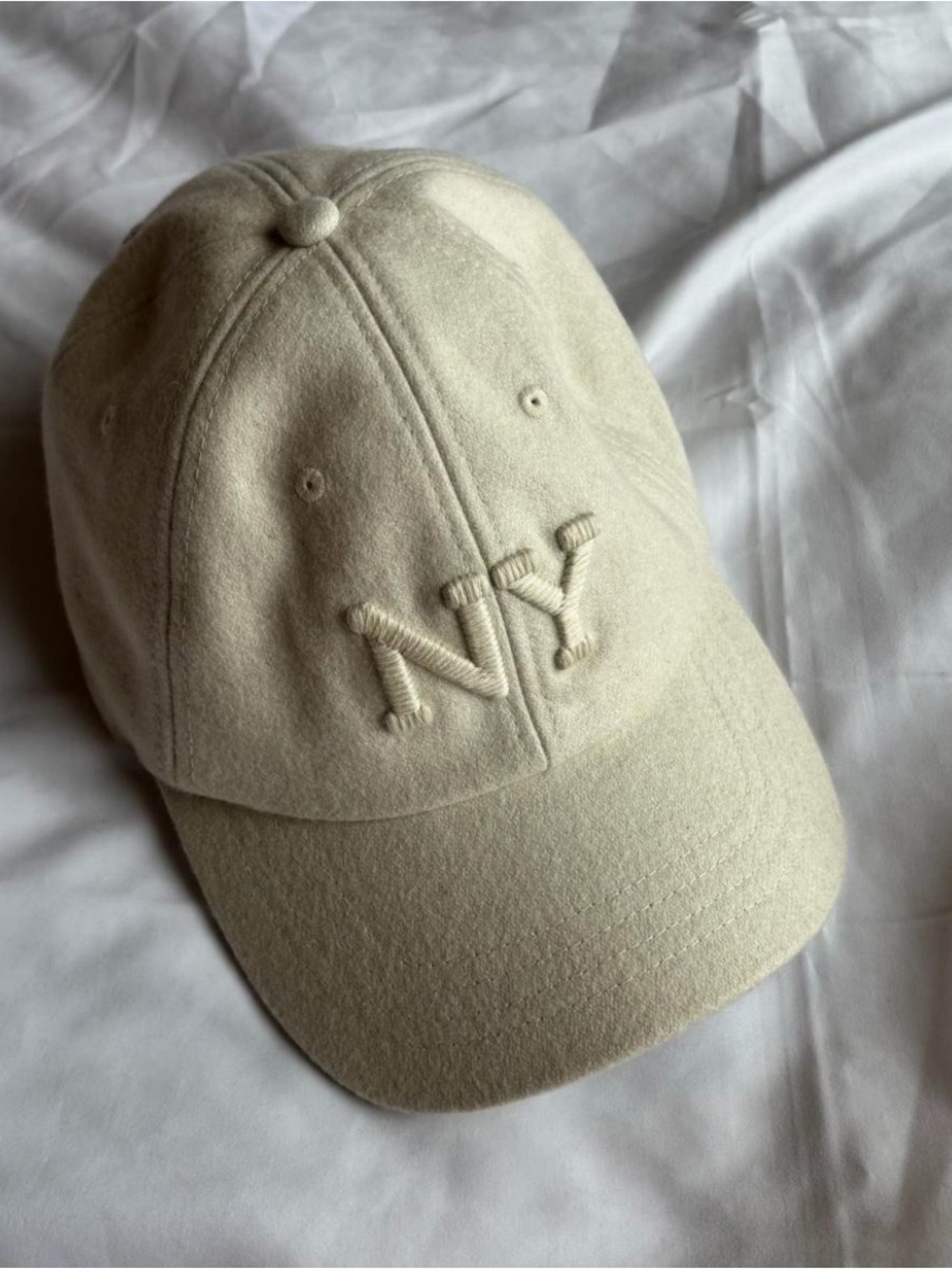 NYX Beige Embroidered 'NY' Baseball Cap and zara hat